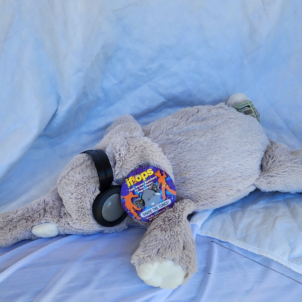 Iflops Gray Plush Elephant with Headphones